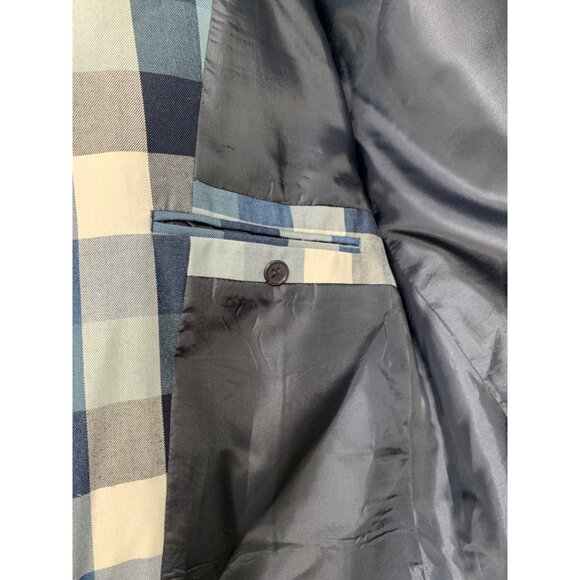 Mens Falcone Blue Check 5 Button Ventless Blazer Coat Size 42R EUC Lined 7145 - Picture 11 of 14